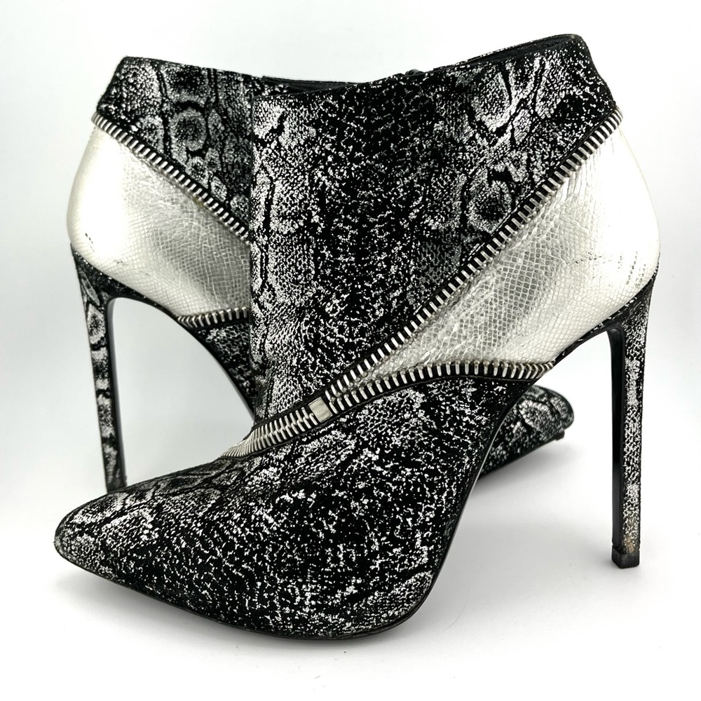 Saint Laurent snake skin print zipper ankle booties